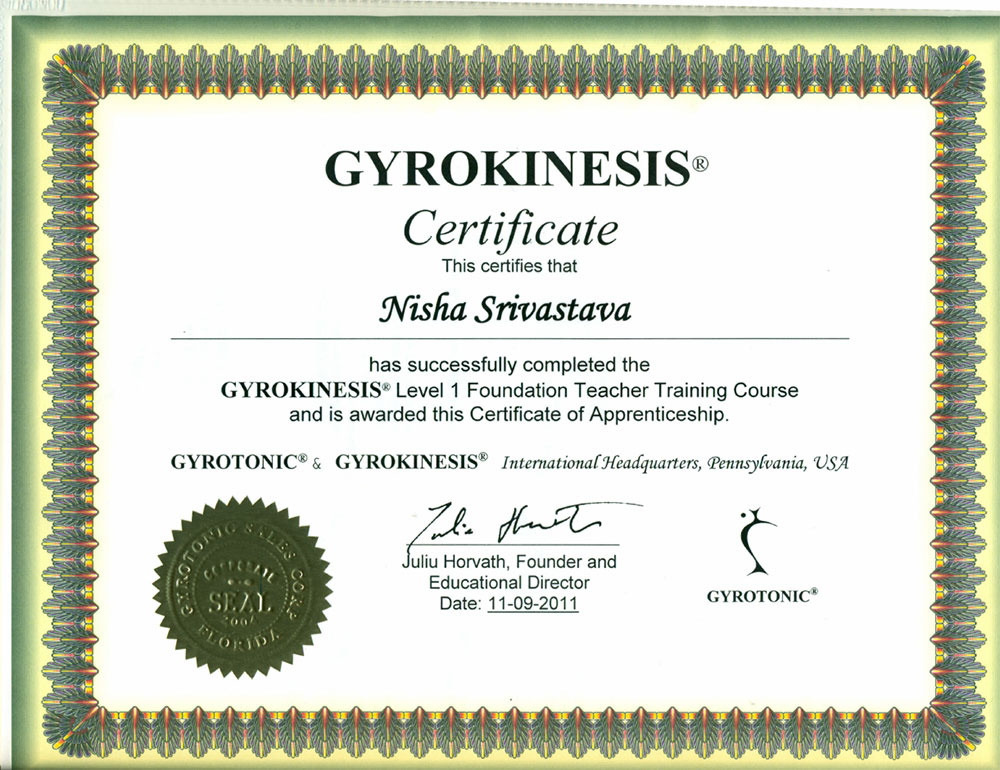 GYROKENISIS Certificate